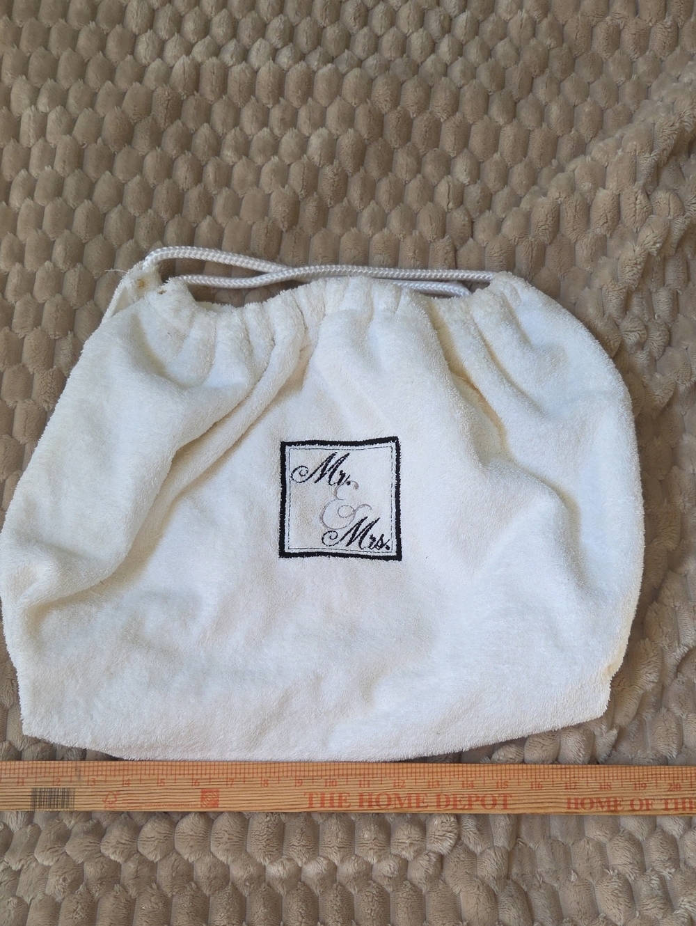 Mr. & Mrs. Embroidered  Drawstring  Bag